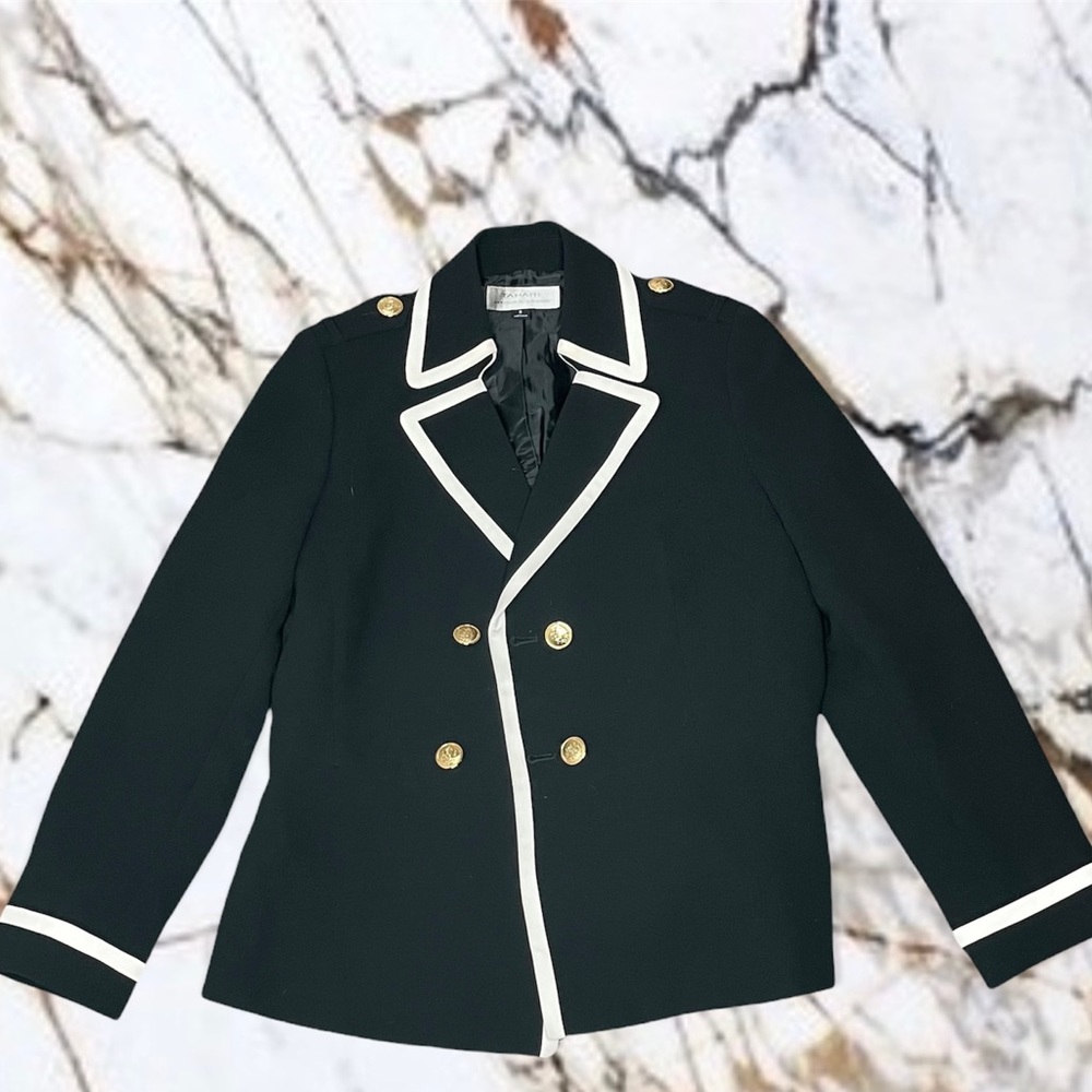 Tahari Arthur S Levine Women's size 8 Military Style Blazer Jacket Dbl Breasted